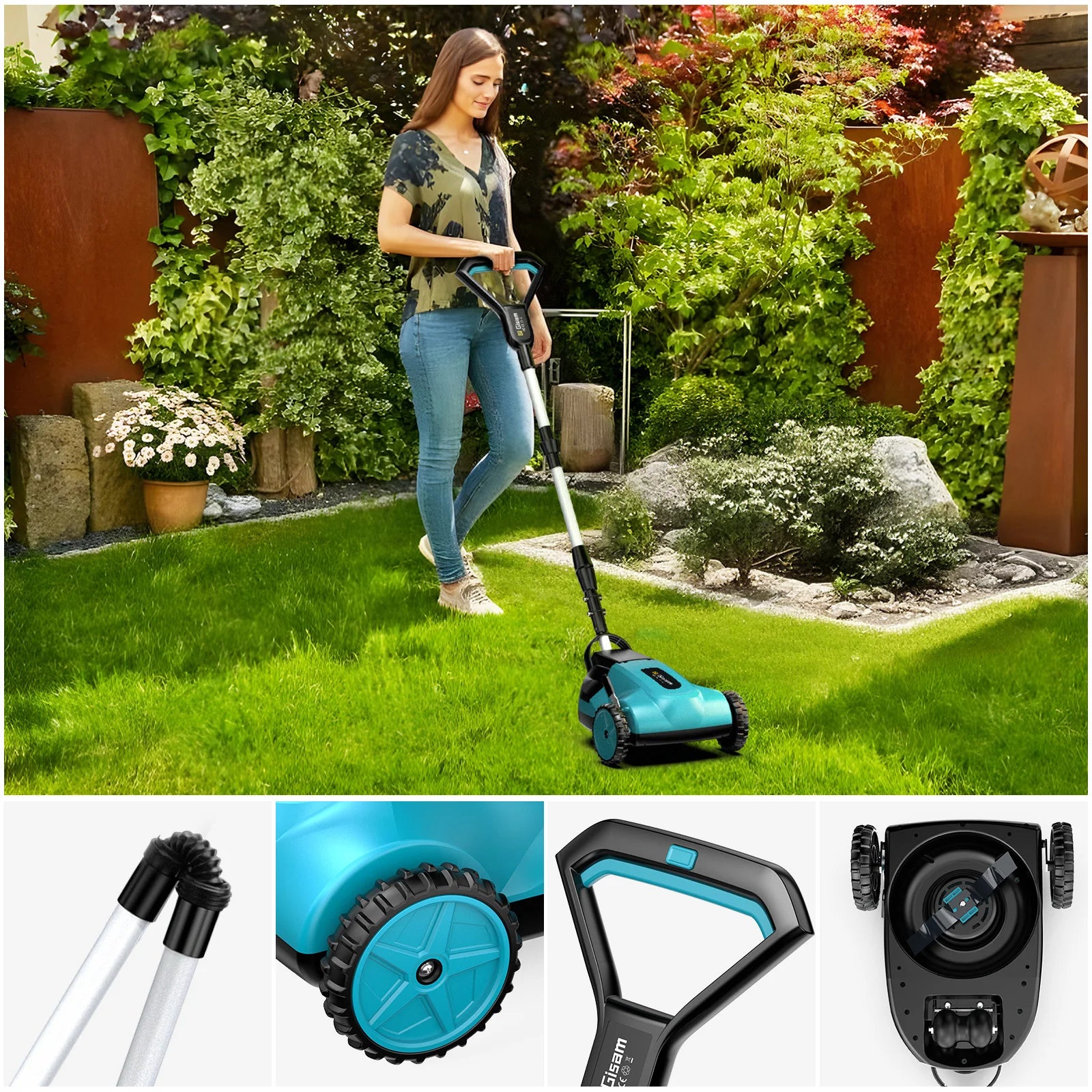 Gisam 10Inch 46000RPM Brushless Electric Lawn Mower Cordless Grass Trimmer Garden Landscaping Cutter For Makita 18V Battery Pin