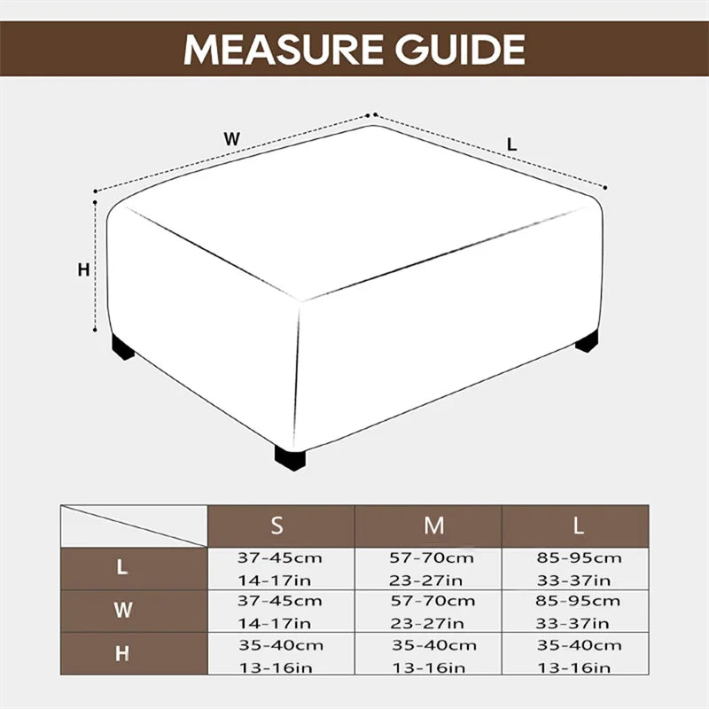 1PC Square Jacquard Ottoman Slipcover Durable Stretch Footrest Cover Folding Storage Stool Furniture Protector Pouf Cover 3sizes