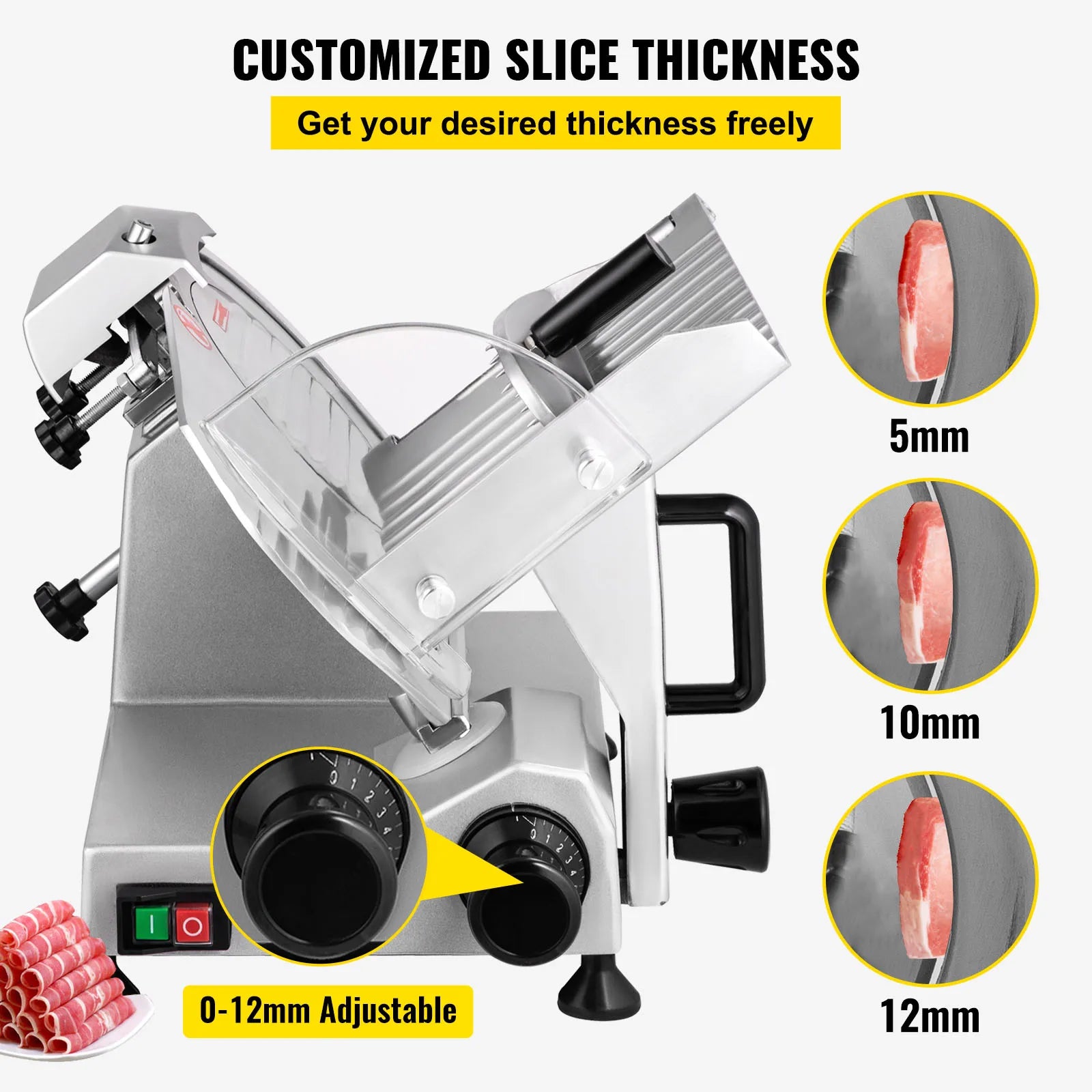 SucceBuy Meat Slicer 200W/240W/320W/340W Electric Deli Food Slicer Adjustable Thickness for Commercial Home Use Cut Meat Cheese