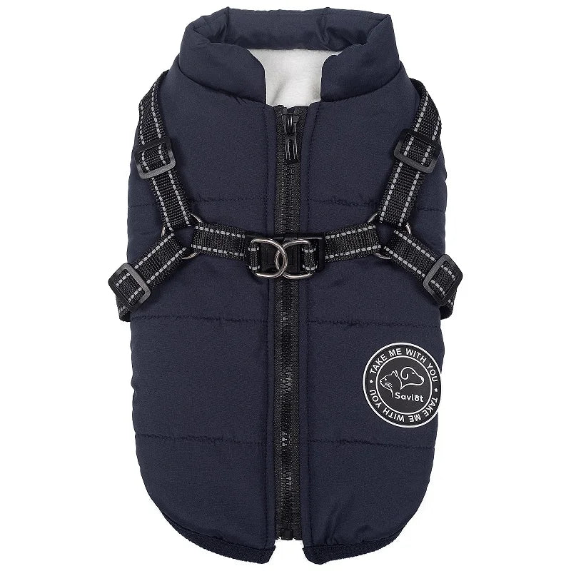Winter Dog Clothes For Small Large Dogs Warm Big Dog Jacket Waterproof Pet Dog Coat With Harness Chihuahua Bulldog Puppy Costume
