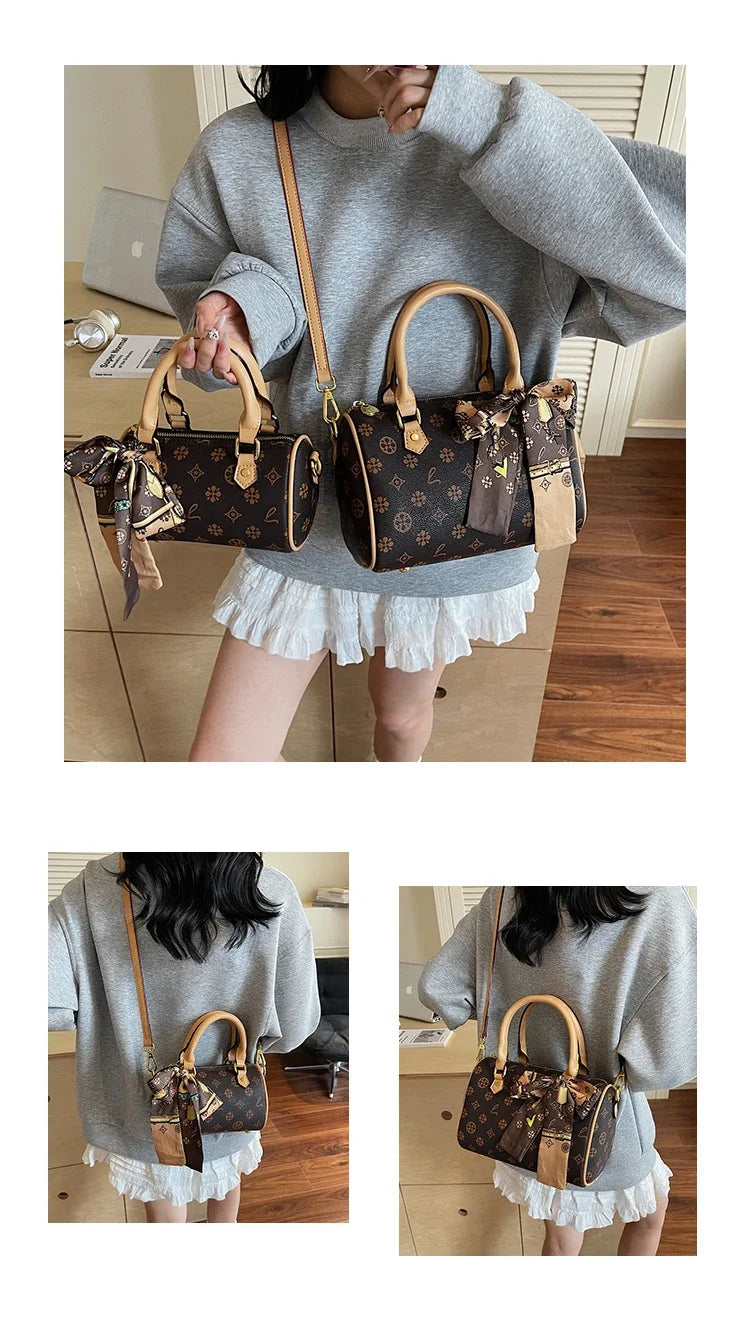 Stylish Simple Solid Color Crossbody Bag For Women With High-End Leather Design Trendy Letter Logo And Spacious Commuter