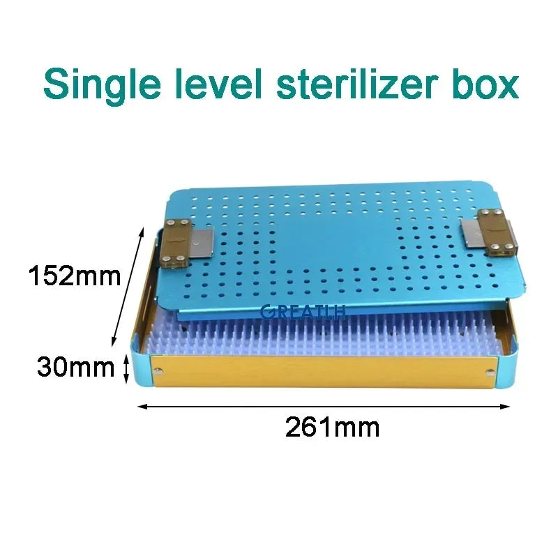 Disinfection Box Sterilization Tray Box Case with Silicone Pad Autoclavable Box