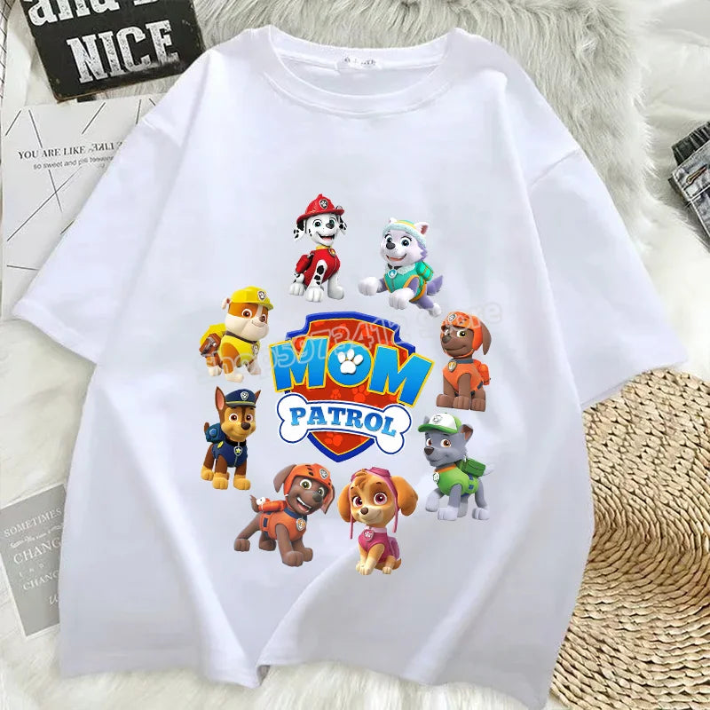Paw Patrol T Shirts Mom Dad Cotton Tee Summer Short Sleeve Men Women Family Matching Clothes PAPA MAMA Birthday Party Funny Gift