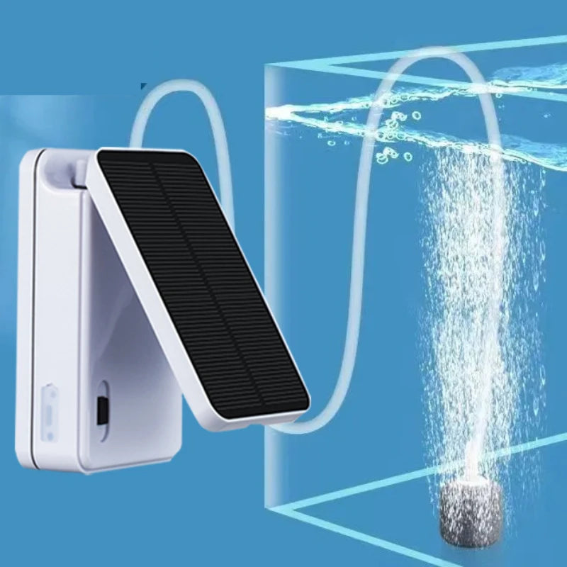 جهاز شحن يعمل بالطاقة الشمسية 5 فولت، مزود بأكسجين، وخزانات أسماك، ومضخة هواء لحوض السمك، ومضخة أكسجين للصيد، ومهوية مع أحجار هوائية