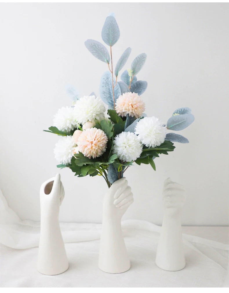 Ceramics Vase Hand Vase Flowers Arrangement Modern Home Office Decor Creative Plant Flower Vase Desktop Decoration Ornaments
