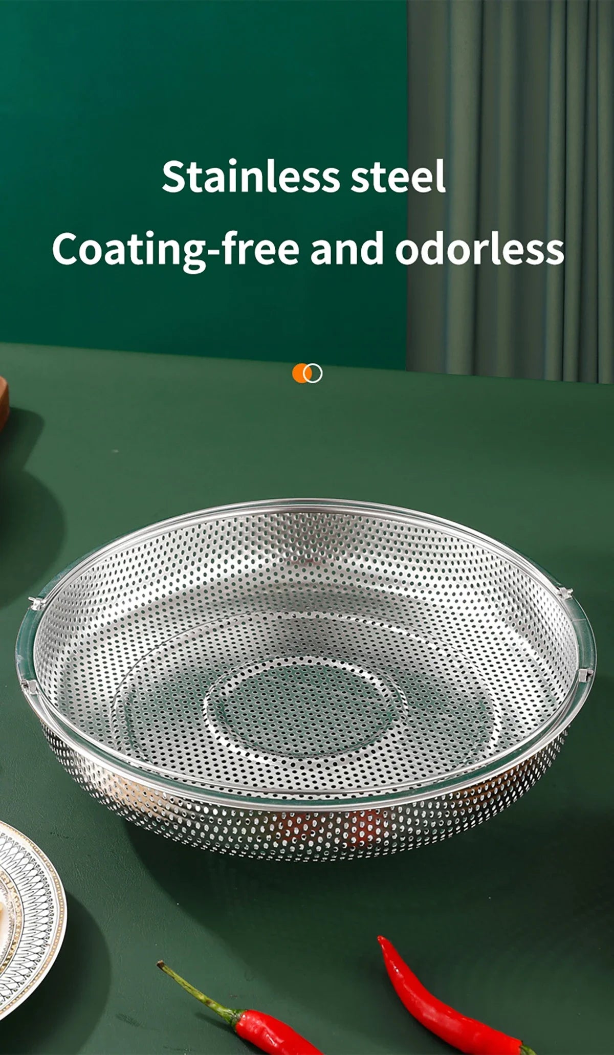 1pc Stainless Steel Multi-Functional Steamer Basket, Uncharged Kitchen Strainer for Steaming Rice, Dumplings, and Vegetables