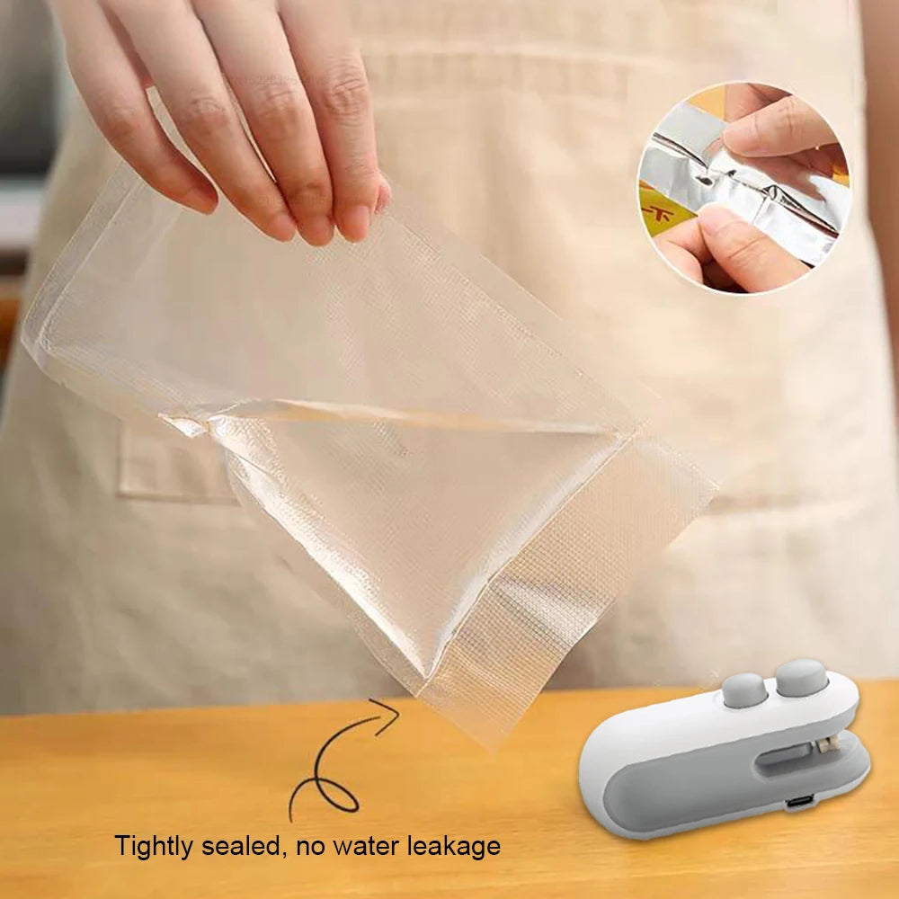 Handheld Bag Sealer Mini Heat Vacuum Food Sealer with Cutter and Magnet 2 in 1 Bag Sealer for Plastic Bags Snacks Food Storage