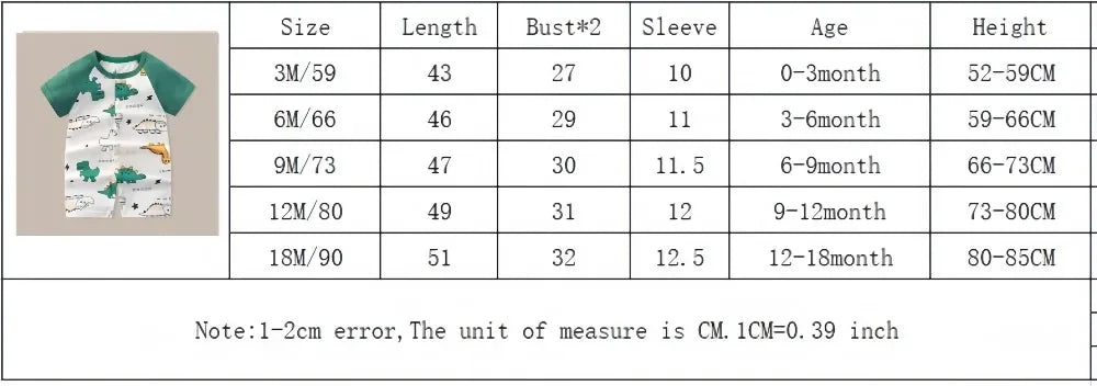 Summer Newborn Clothes Cute Cartoon Dinosaur Tiger Shark Lion Print Comfortable Baby Boys Girl 0-18Month Short Sleeved Jumpsuit