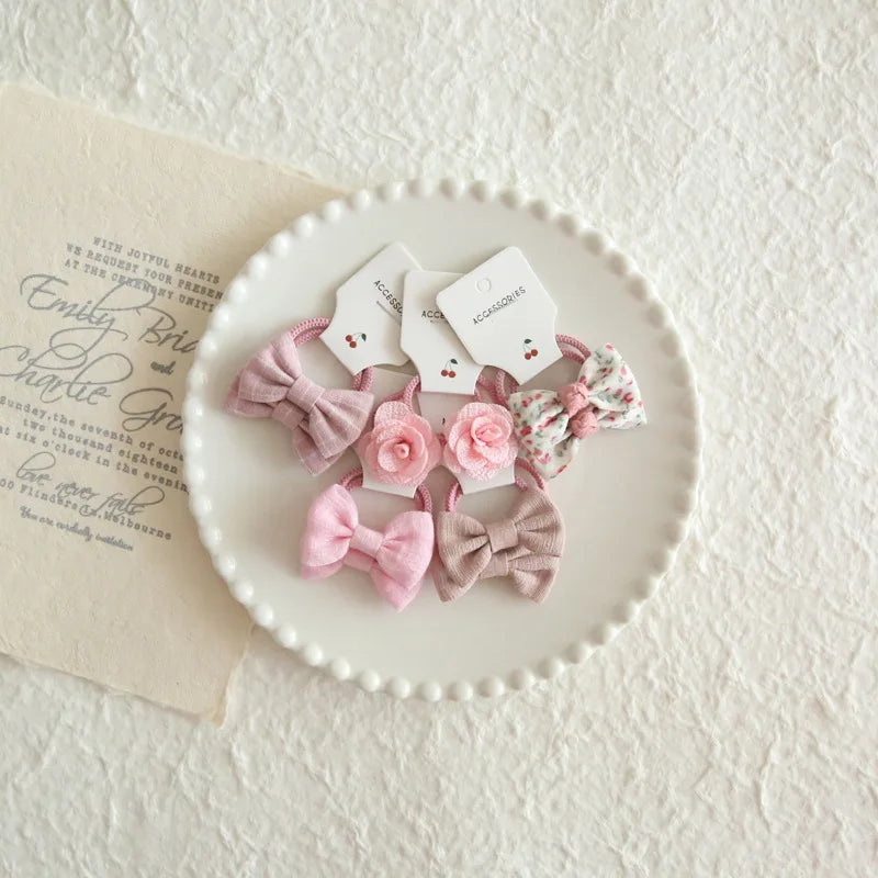 Elastic Hair Bow for Children, Children's Headwear, Hair Accessories for Girls, Cute Hair ties, Lovely Hair Rope, 10Pcs per Lot