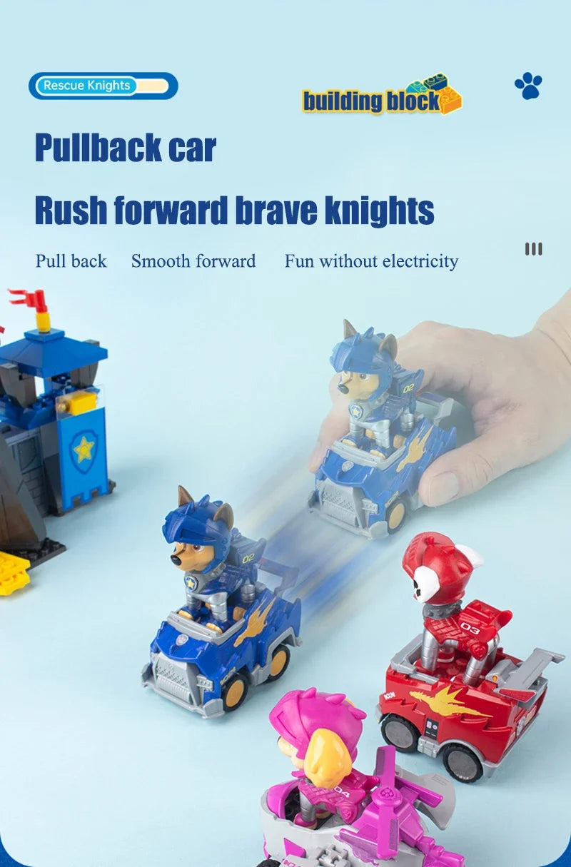 Paw Patrol Building Blocks Toys Rescue Knight Series Pullback Car Watchtower Rescue Base Command Center Lookout Tower Kids Gifts
