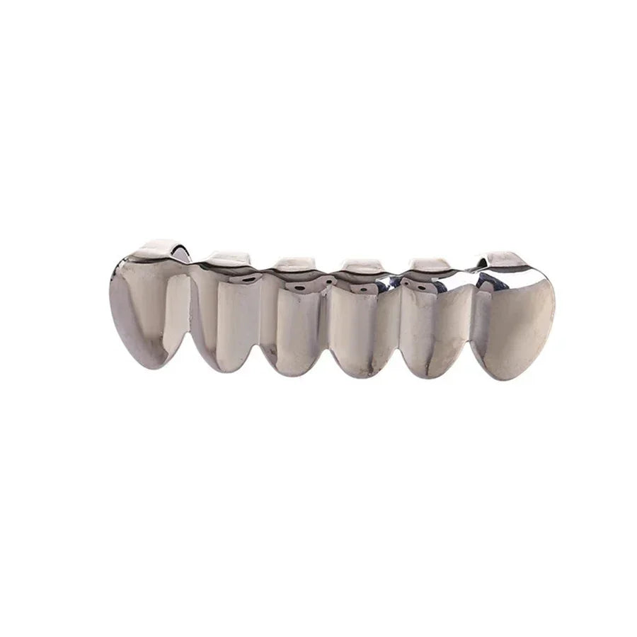 Classic Fashion 6/6 Teeth Grillz Hip Hop 14K Gold Plated Tooth Caps Decor Braces Dental Grills For Women Men Jewelry