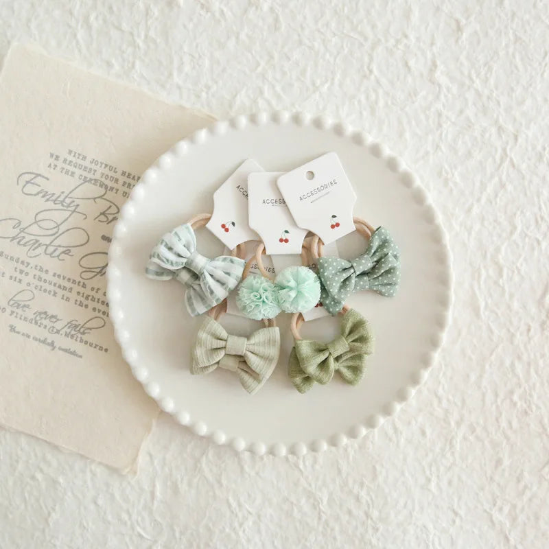 Elastic Hair Bow for Children, Children's Headwear, Hair Accessories for Girls, Cute Hair ties, Lovely Hair Rope, 10Pcs per Lot