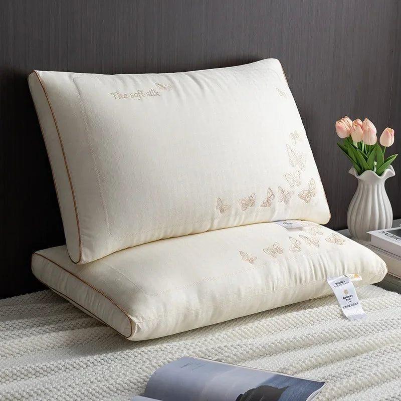 2025 new silkworm chrysalis protein butterfly silk pillow 48x74cm one pack/pair household breathable silk pillow