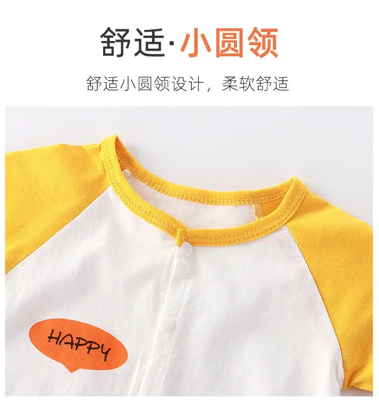 Summer Newborn Clothes Cute Cartoon Dinosaur Tiger Shark Lion Print Comfortable Baby Boys Girl 0-18Month Short Sleeved Jumpsuit