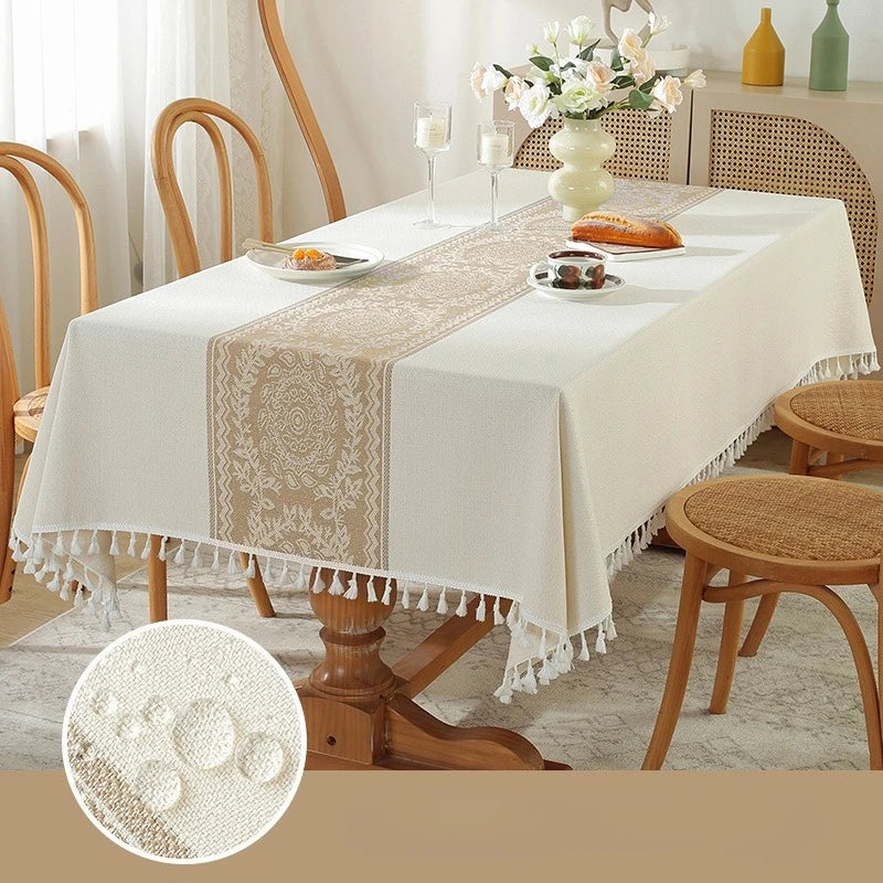 Cotton Blend Waterproof Tablecloth  Anti-oil Table Cover, Party Family Dinner Tablecloth for Kitchen Restaurant Wedding
