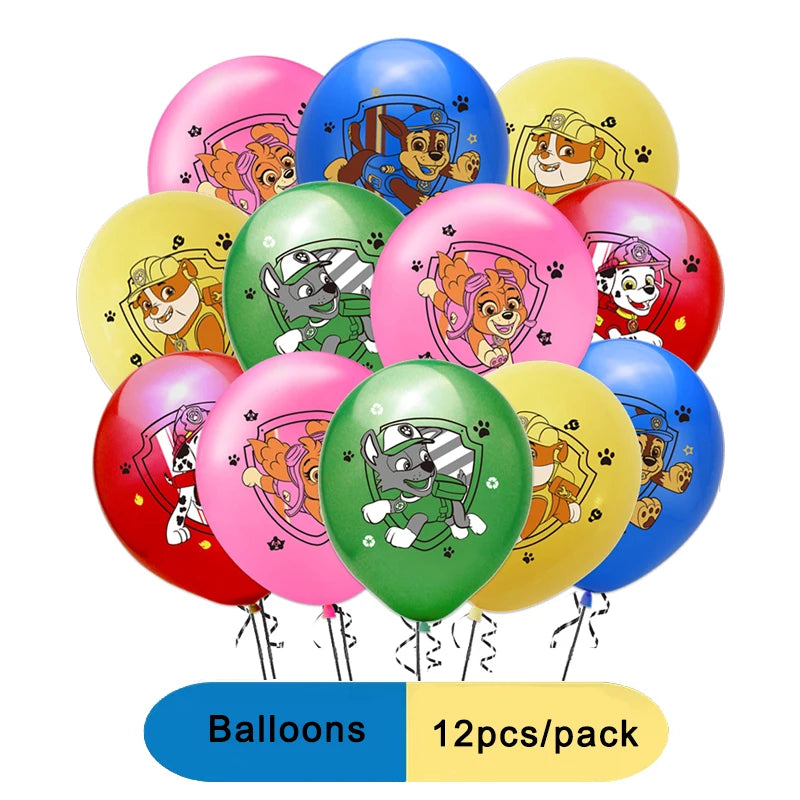 Paw Patrol Birthday Decoration Tableware Tablecloth Children Gift Candy Box Backdrop Dog Balloon Party Favors For Kids Birthday