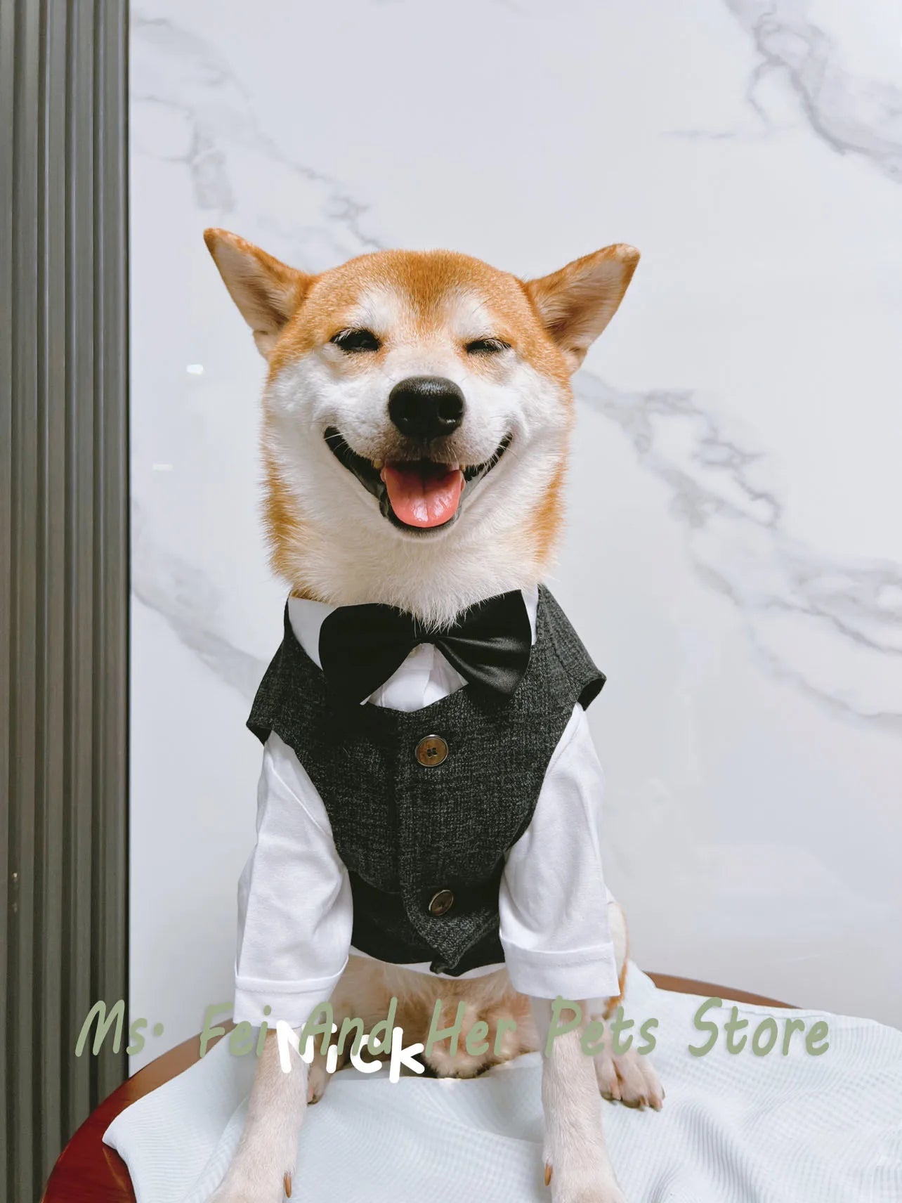 Shiba Inu Dog Tuxedo Suit - Adjustable Bow Tie Wedding Costume, Formal Pet Attire for Puppy Prince Party, Dogs Clothes，Pet Set
