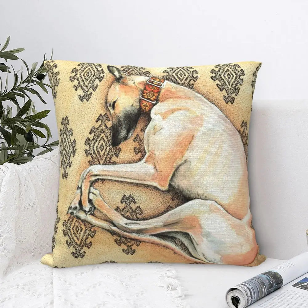 Custom Cute Whippet Greyhound Pillow Case Decor Home Hound Dog Luxury Cushion Cover Car Pillowcase