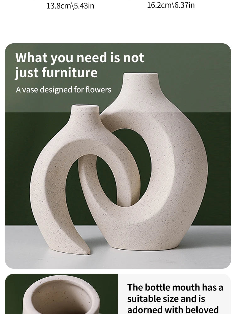 European Ceramic Vase Set Creative White Simple Home Decoration Living Room Entryway TV Cabinet Decoration