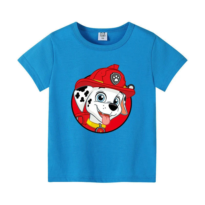 Paw Patrol Child Short Sleeve T-shirt Cartoon Chase Skye Print Cotton Tees Boy Girl Summer Casual Tops Kawaii Kids Birthday Gift