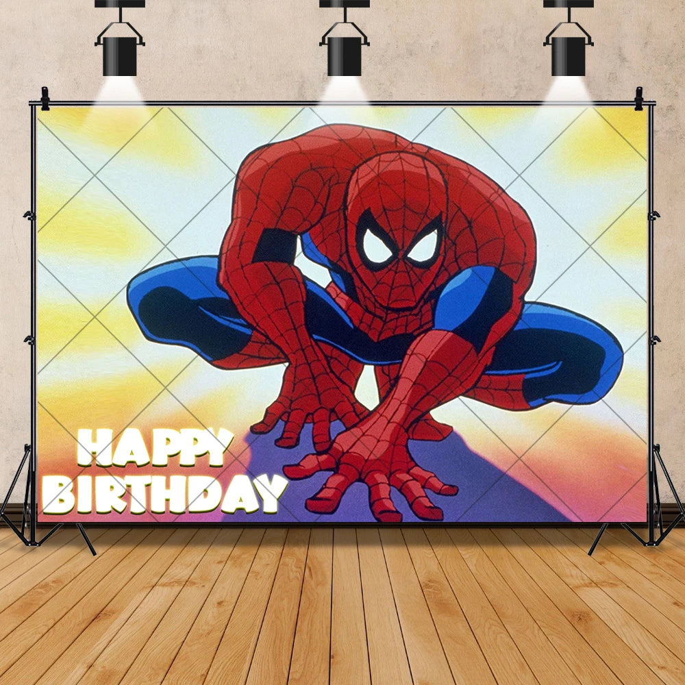 Marvel Kid Spidey And His Amazing Friends Photography Background Custom SpiderMan Boy Birthday Party Baby Shower Decor Poster