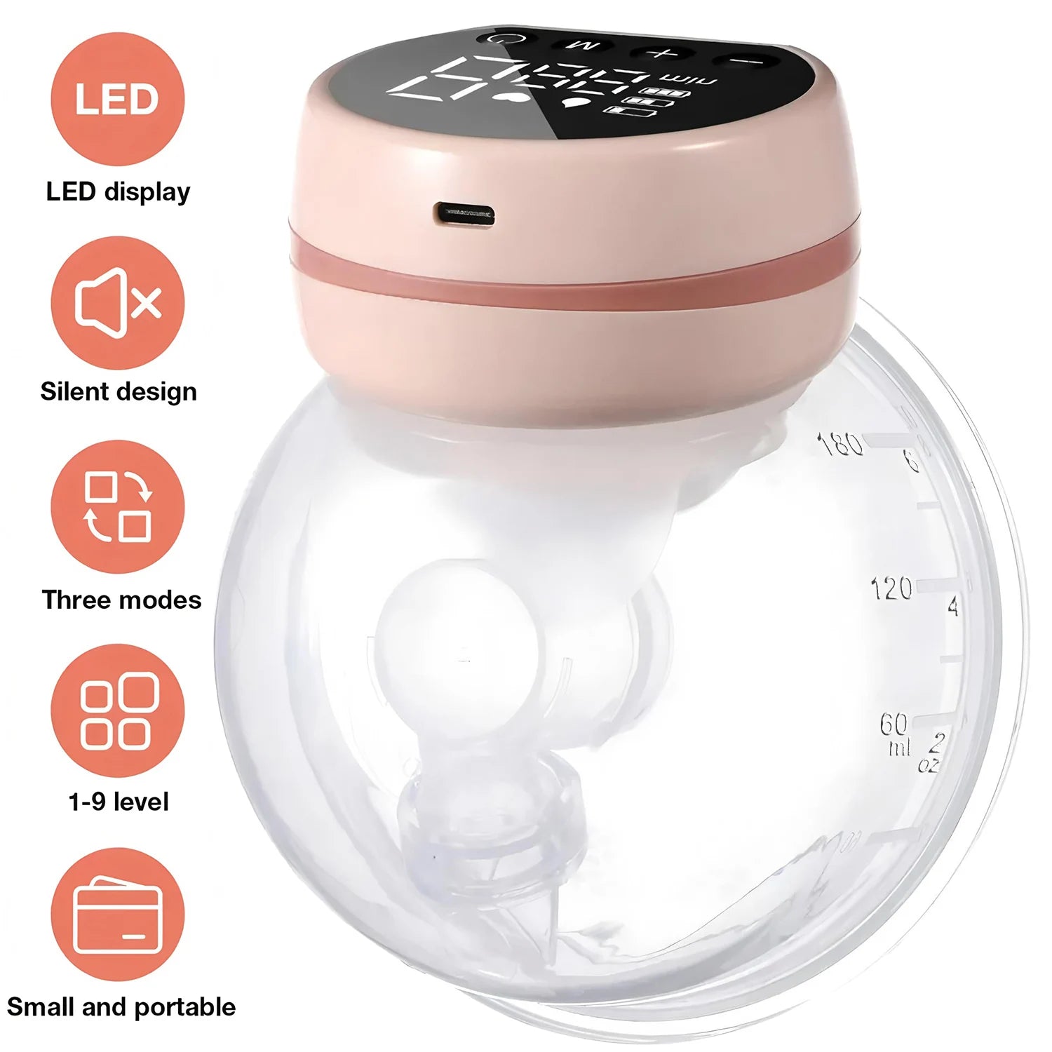 Electric Wearable Breast Pump - 9 Levels & 3 Modes, Hands-Free BPA-Free LCD Display, Painless Wireless Breastfeeding for Moms