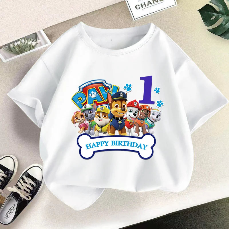 Paw Patrol Child Short Sleeve T-shirt Cartoon Chase Skye Printed Pullover Boys Girls Summer Breathable Casual Cotton Tops Gifts