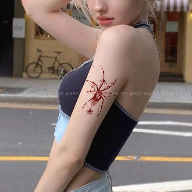 Spider Temporary Tattoo Stickers Butterfly Rose Flower Tatoo Y2K Cute Tatto Art Fake Tattoos for Women Sexy Tattoo Sticker