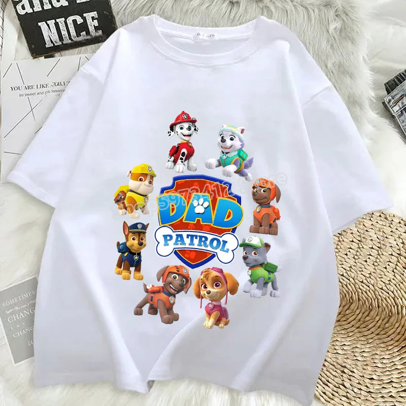 Paw Patrol T Shirts Mom Dad Cotton Tee Summer Short Sleeve Men Women Family Matching Clothes PAPA MAMA Birthday Party Funny Gift