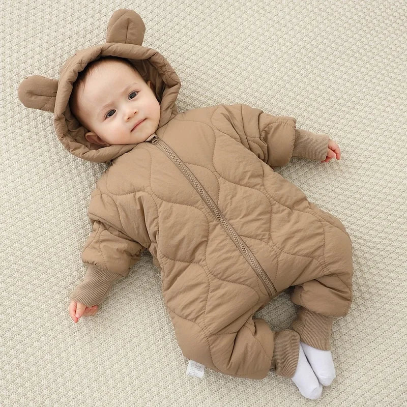 Baby Jumpsuit winter New plush and thick cotton clothing for Newborns crawling Clothes for infants and young baby outdoor clothe