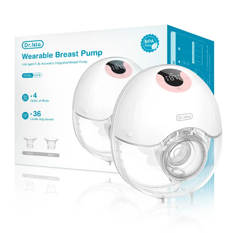 Wearable Electric Breast Pump 4 Modes 36 Suction Levels Hands-Free Milk Collector with 19/24mm Flange for Comfortable Feeding