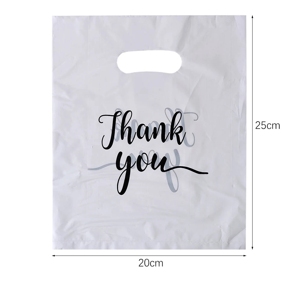 100/50/10Pcs Thank You Gift Bags Wedding Birthday Guest Gift Wrap Plastic Shop Bags Small Business Candy Pastry Store Packaging