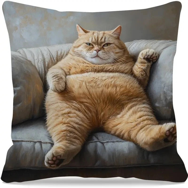 Cute Cartoon Cat Cushion Pillow Cover Simple Printed Throw Cushion Case Creative Home Sofa Decor Gift for Cat Lovers