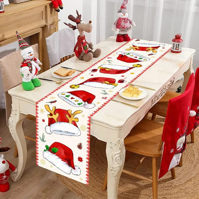 Christmas Table Runner Merry Christmas Decoration for Home Xmas Party Decor 2025 Navidad Notal Noel Ornament Happy New Year 2026