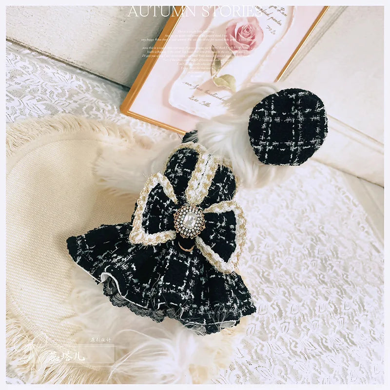 Luxury Brand Classic Thickened Pet Dress Autumn Winter Custom-Made Exquisite Dog Coat Skirt Thickened