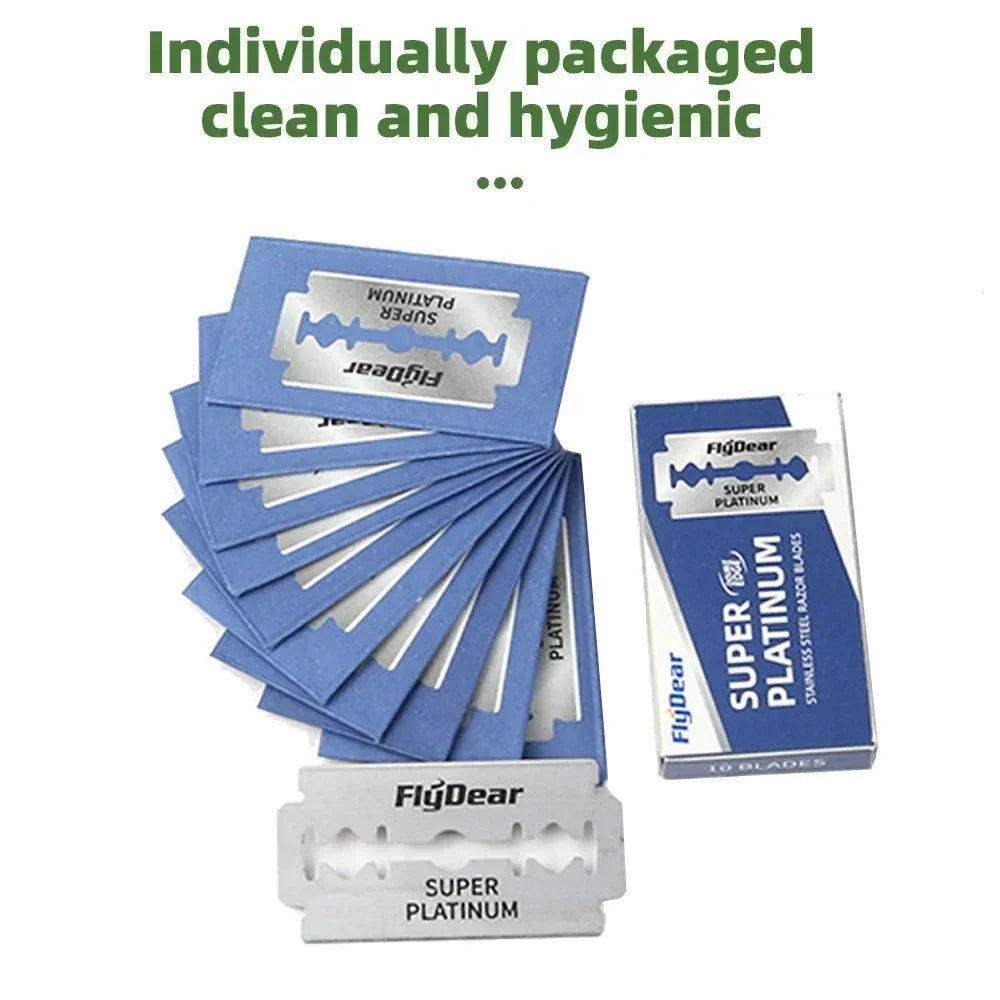 Outil de barbier professionnel Sécurité à double bord lames de rasoir rétro classiques en acier inoxydable pour le rasage et l’épilation des hommes