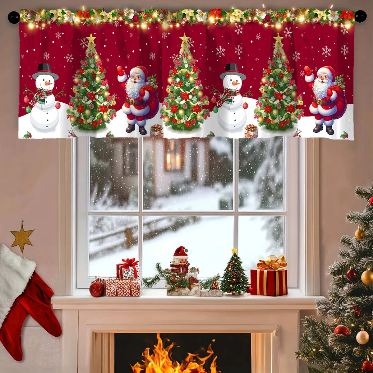2pcs Christmas Curtain Merry Christmas Decoration for Home 2025 Xmas Curtain Window Ornaments Navidad Natal New Year Gift 2026