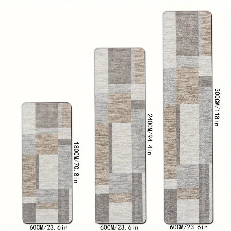 VIKAMA Rectangular Geometric Pattern Kitchen Floor Mat, Flannel  Floor Carpet Ideal For Kitchen, Living Room, Porch Home Decor