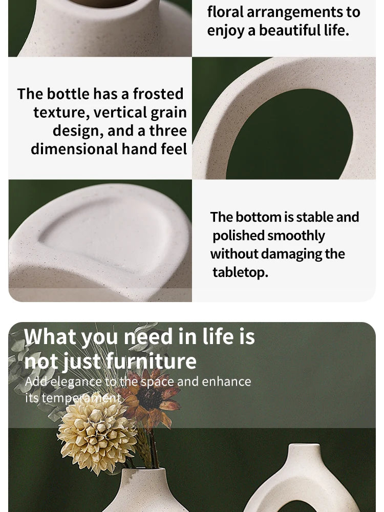 European Ceramic Vase Set Creative White Simple Home Decoration Living Room Entryway TV Cabinet Decoration