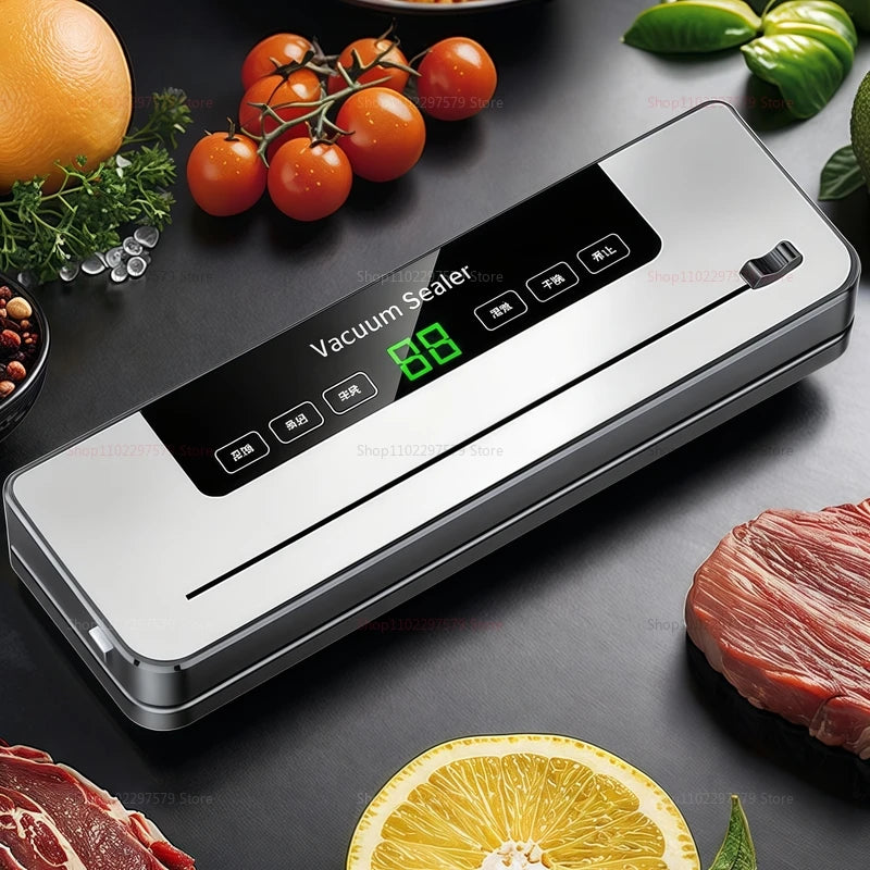 Electric Vacuum Sealer with Built-in Cutter Food Storage Sealer for Kitchen Dry/Wet Wet Food Preservation Sealing Sealer