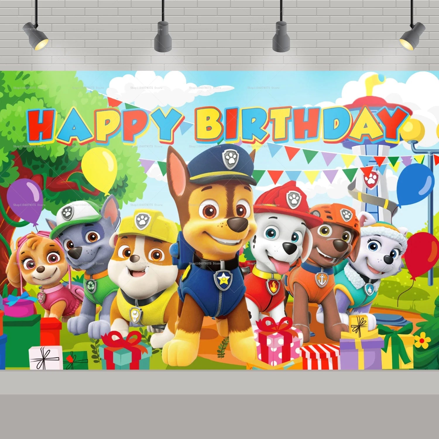 Paw Patrol Background Decoration Girl Children Birthday Party Photography Background Paw Patrol Banner Like Dog Decoration