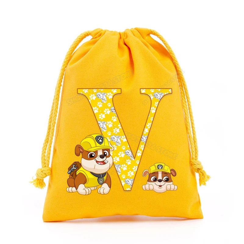 Paw Patrols Drawstring Storage Bag Rubble A-Z Letter Candy Gift Package Cartoon Key Pouch  Earphone Data Cable Dustproof Sacks