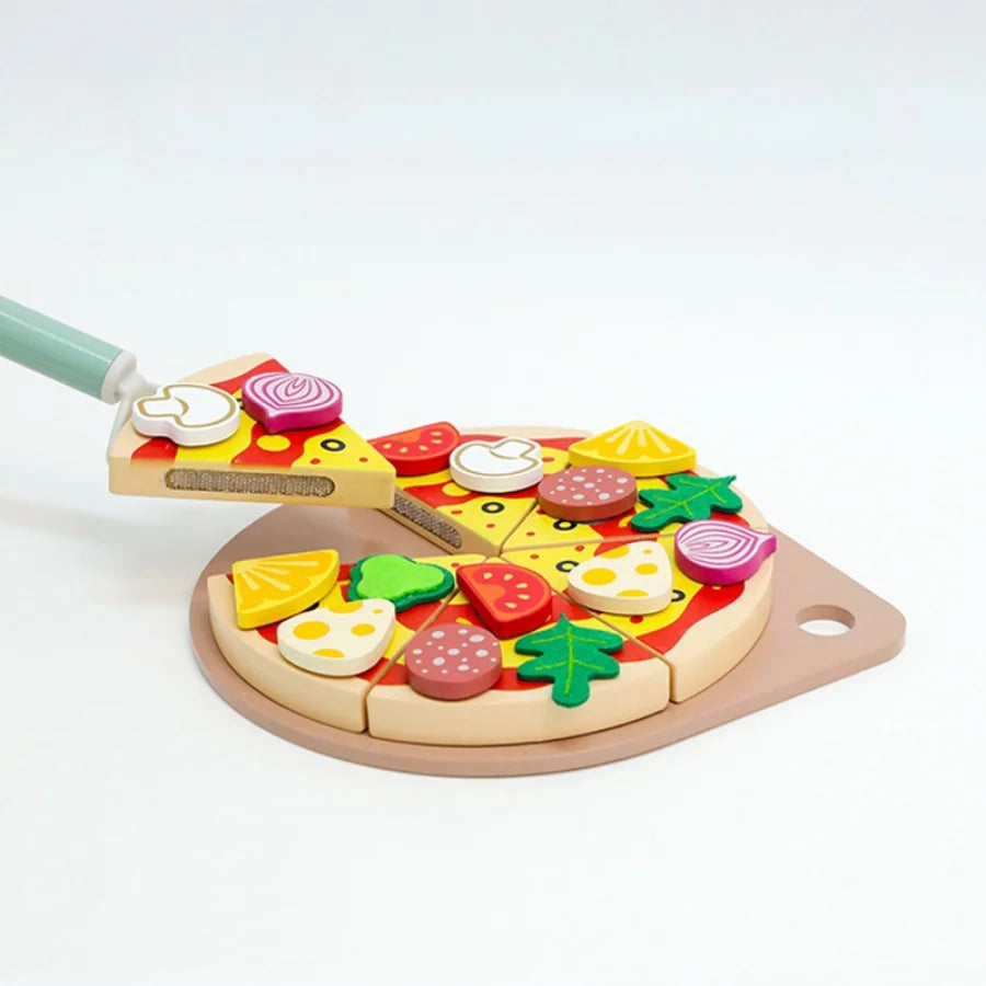 Wooden simulation fruits and vegetables, children's play kitchen, convenience store, boys and girls' cake, pizza, toys
