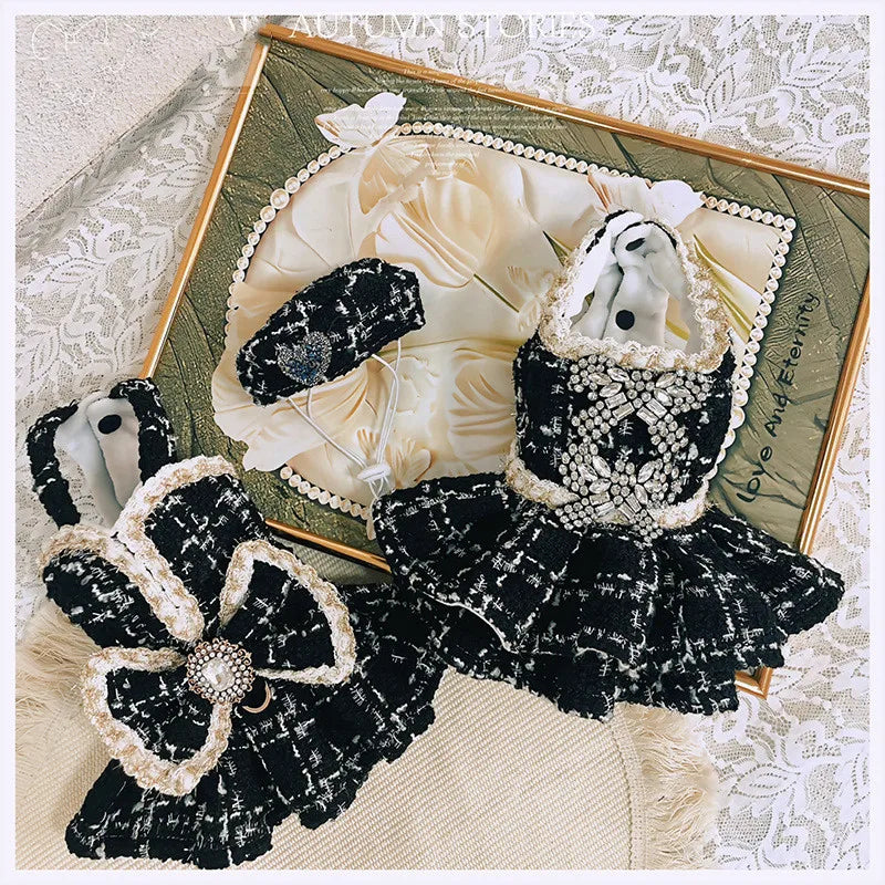 Luxury Brand Classic Thickened Pet Dress Autumn Winter Custom-Made Exquisite Dog Coat Skirt Thickened