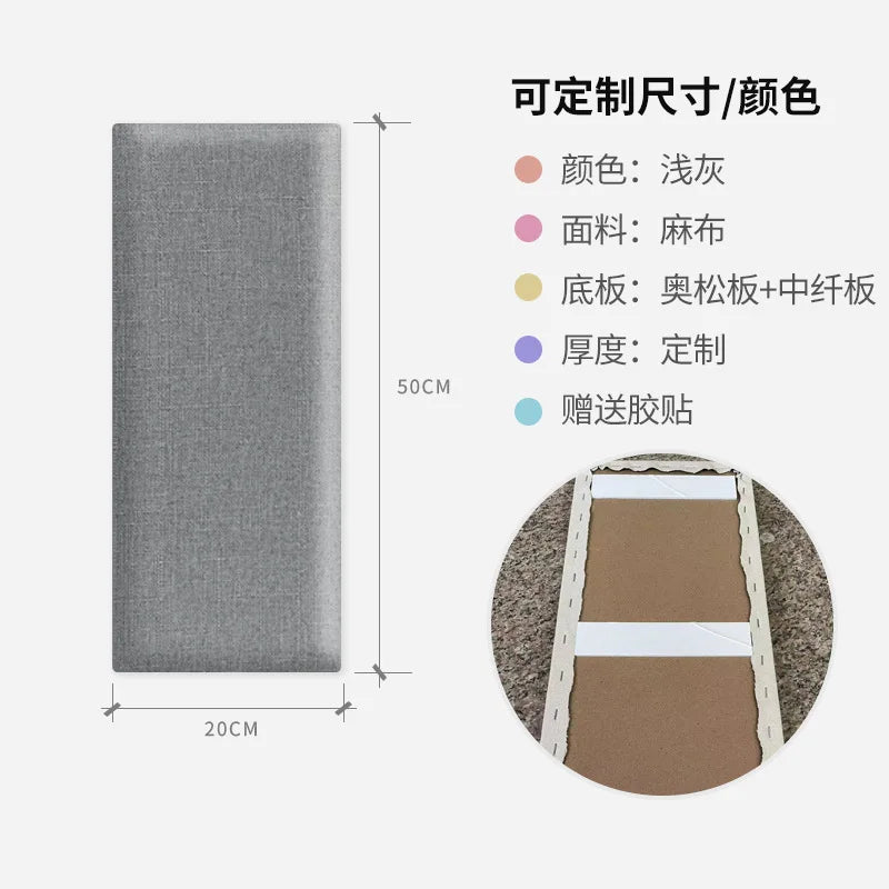 Têtes de lit de chambre à coucher, sac souple en lin, hôtel, club-house, fond mural, sac souple, coussin Tatami, meubles de maison auto-adhésifs