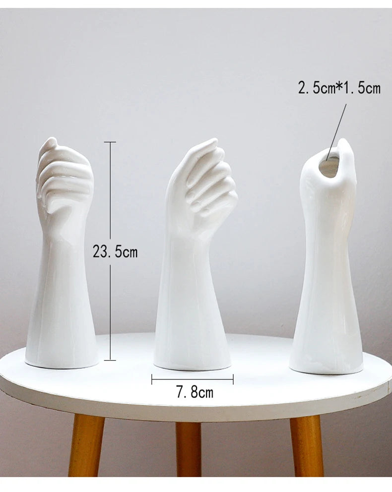 Ceramics Vase Hand Vase Flowers Arrangement Modern Home Office Decor Creative Plant Flower Vase Desktop Decoration Ornaments