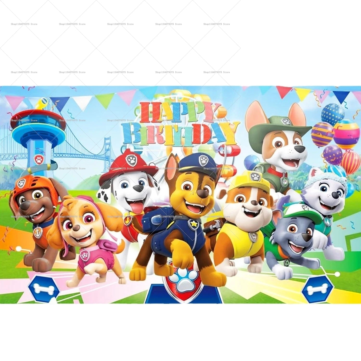 Paw Patrol Background Decoration Girl Children Birthday Party Photography Background Paw Patrol Banner Like Dog Decoration