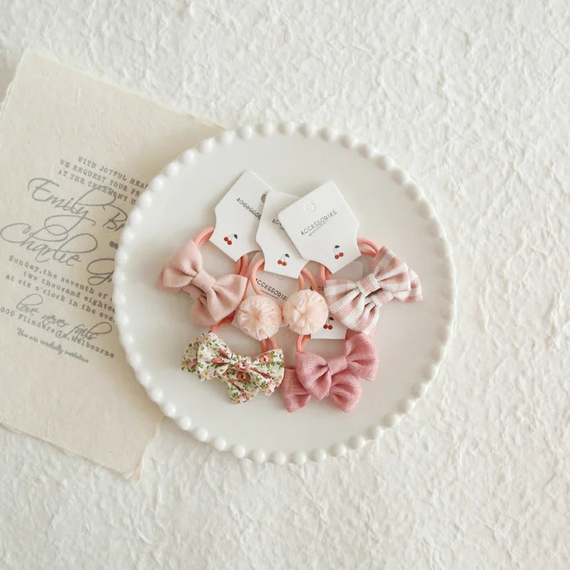 Elastic Hair Bow for Children, Children's Headwear, Hair Accessories for Girls, Cute Hair ties, Lovely Hair Rope, 10Pcs per Lot