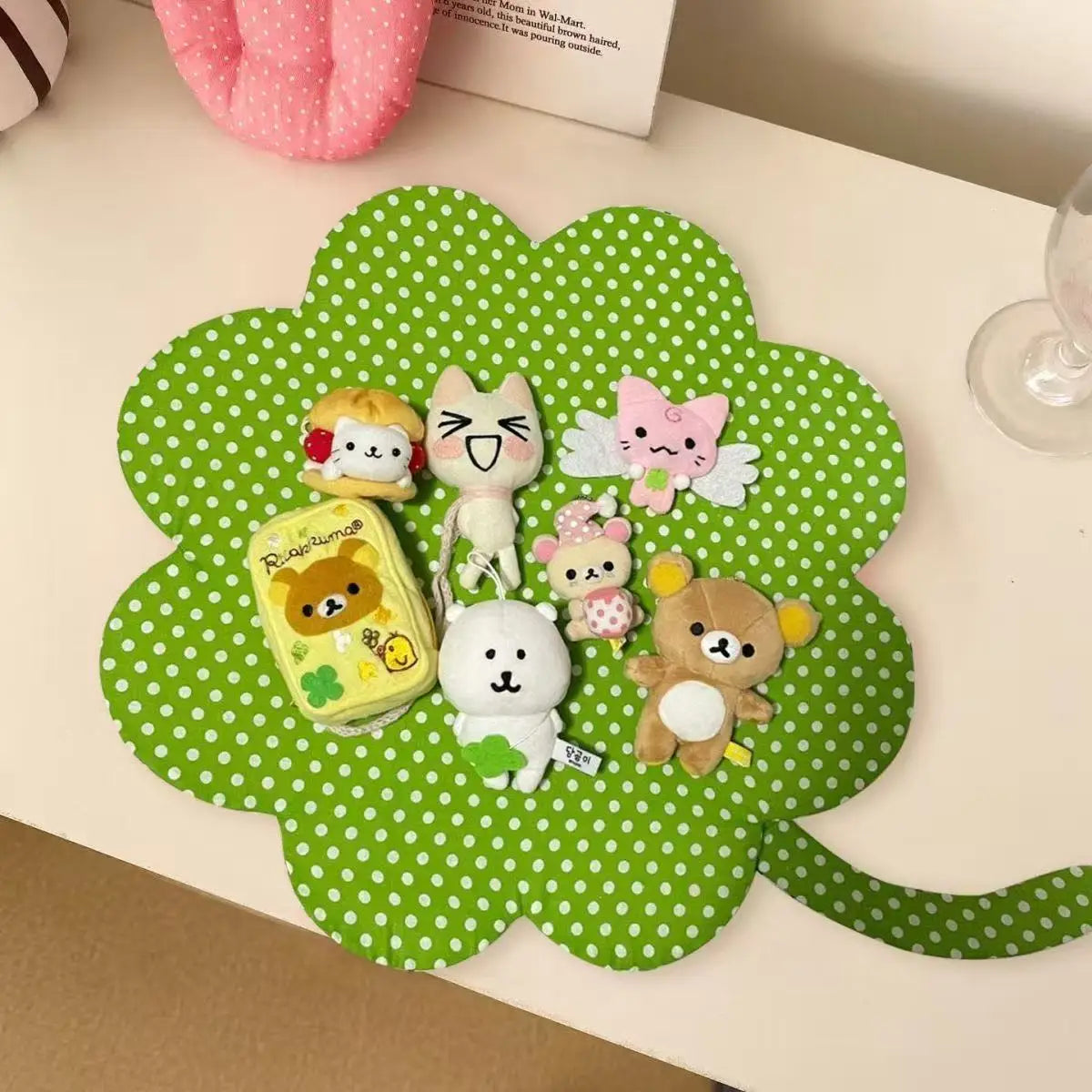 New Four-leaf Clover Placemat Photo Background Cloth Placemat Tablecloth Breakfast Dessert Korean Style Photo Props Decoration