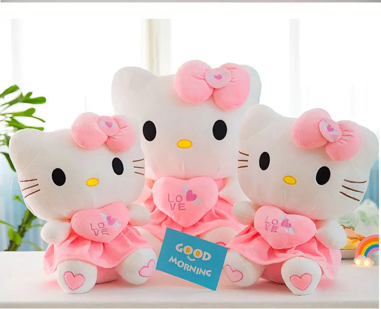 55cm Sanrio Hello Kitty Cat Plush Toys Cartoon KT Cat Plushie Doll Big Size Stuffed Anime Pillow Birthday Gifts For Kids Girls